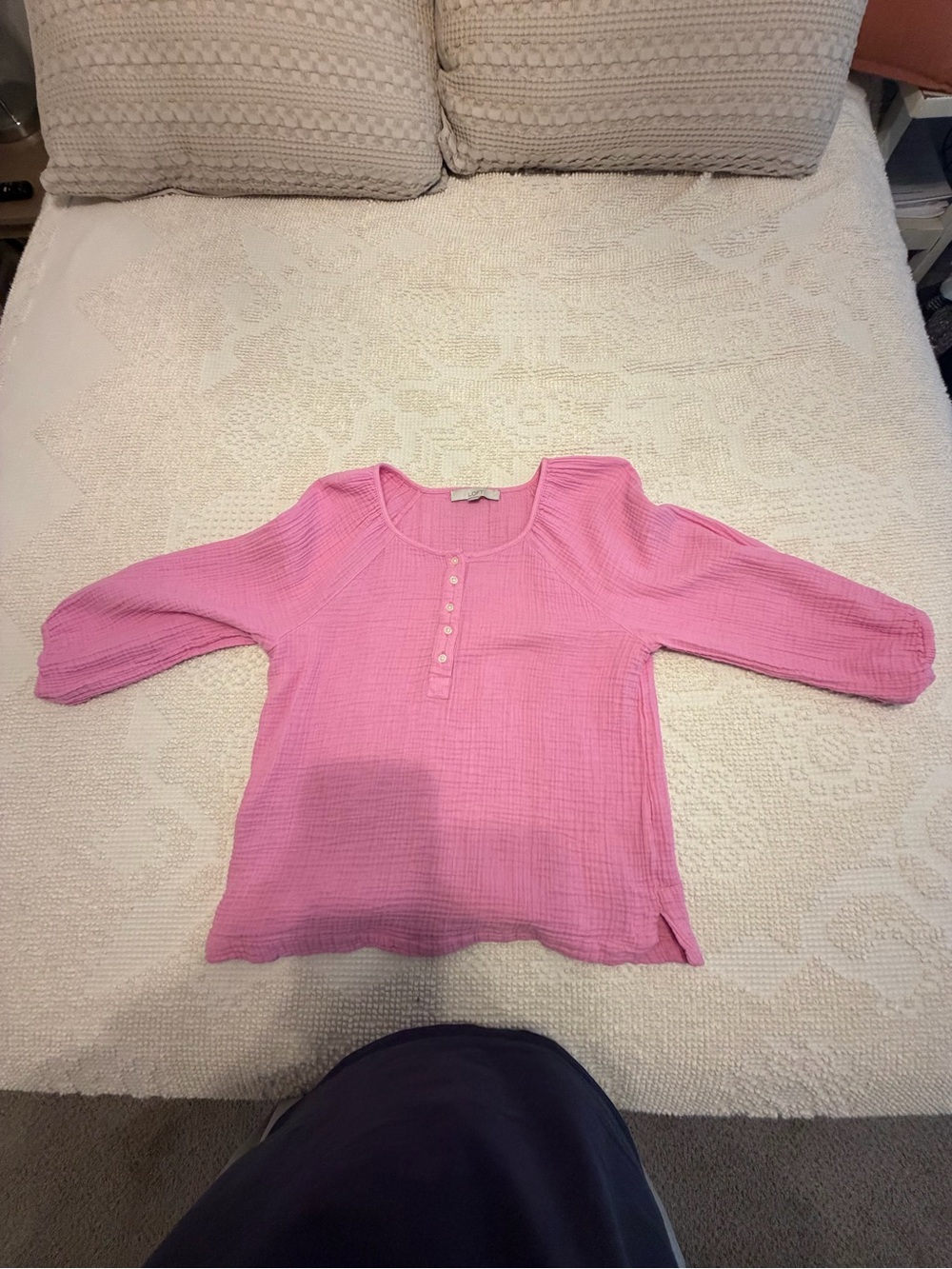 LOFT Pink womens Button Henley Top